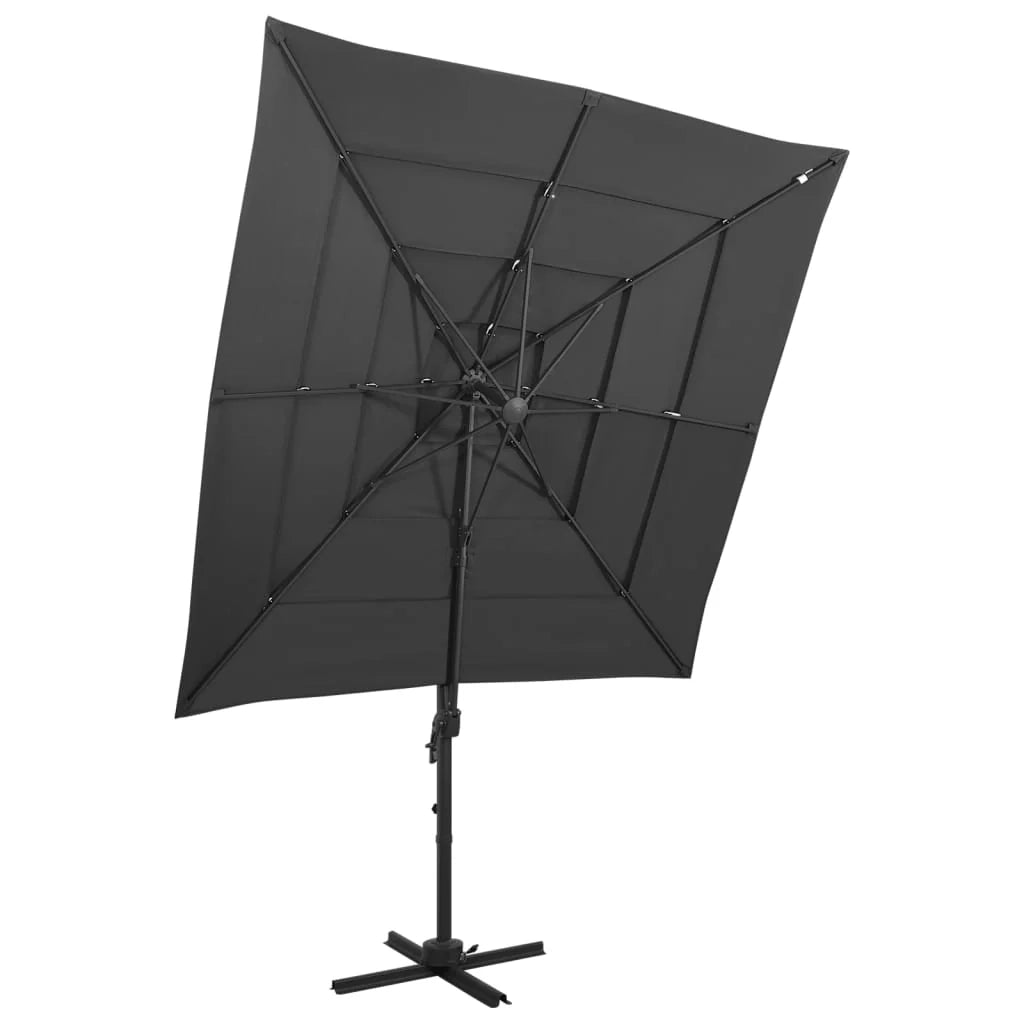 Ombrellone a quattro livelli con palo in alluminio 250 x 250 cm antracite 02_0008784