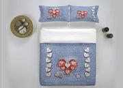 Copripiumino In 100% Cotone Stampa Digitale Modello Fresh Dis. 35 Jeans - Matrimoniale - Jeans
