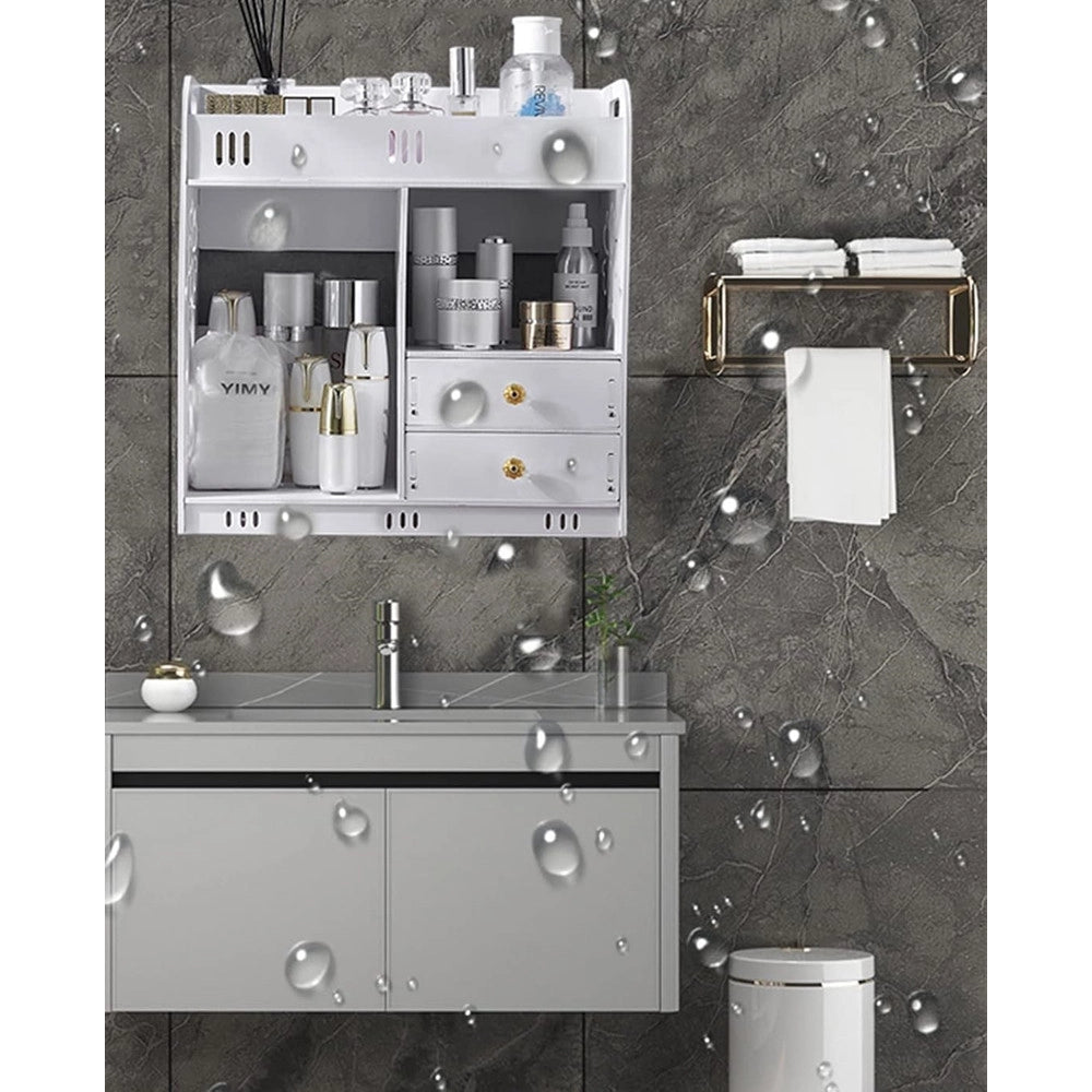 Trade Shop - Armadietto Mobile Da Parete Bianco Per Cosmetici Medicinali Organizer Bagno Con Cassetti -
