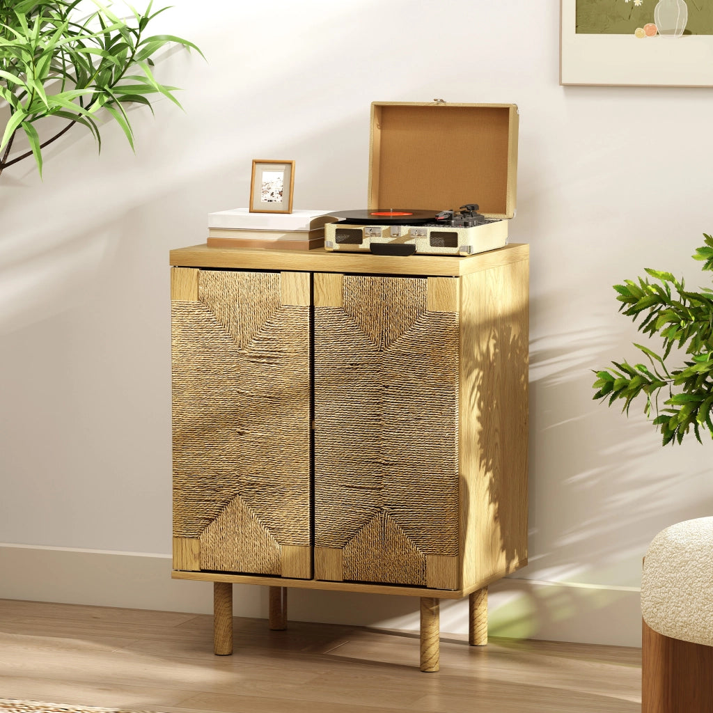 Credenza con ante scorrevoli in rovere ¨C Zephmum ¨C 60x40x78 cm