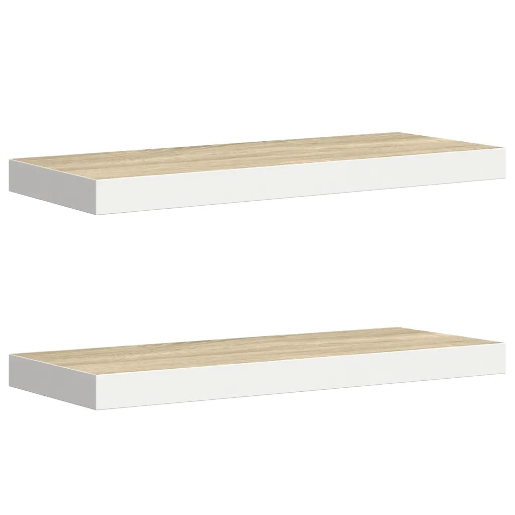 Scaffali a Parete 2 pz Rovere e Bianco 60x23,5x3,8 cm in MDF 326577