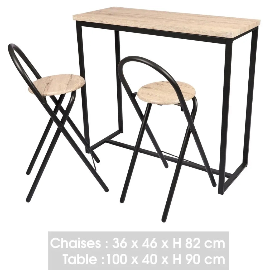 Tavolo da pranzo da parete con 2 sedie collezione DARYL - Dimensioni 100x40x90 cm