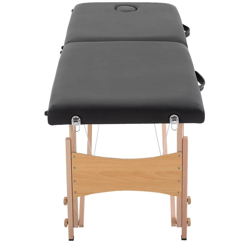 LETTINO PER MASSAGGIO PORTATILE E REGOLABILE CON CUSCINO RIMOVIBILE E BORSA, 186X60X58-81 CM, NERO
