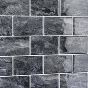 Tegoli adesivi per parete in marmo grigio - Tegoli in vinile autofissanti per bagno e cucina - Impermeabili e facili da installare