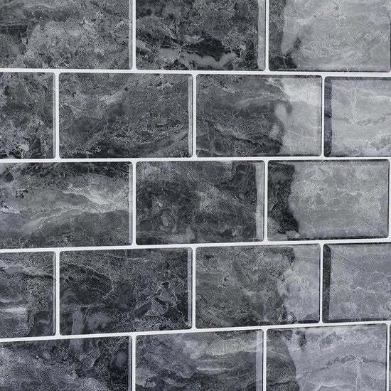 Tegoli adesivi per parete in marmo grigio - Tegoli in vinile autofissanti per bagno e cucina - Impermeabili e facili da installare