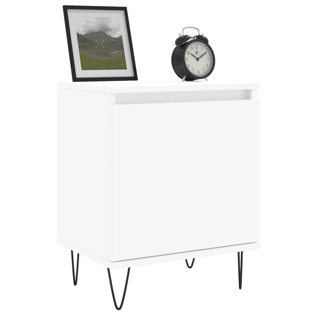 Set di 2 Comodini | Armadio da Notte | Mobiletto da notte Bianchi 40x30x50 cm in Legno Multistrato
