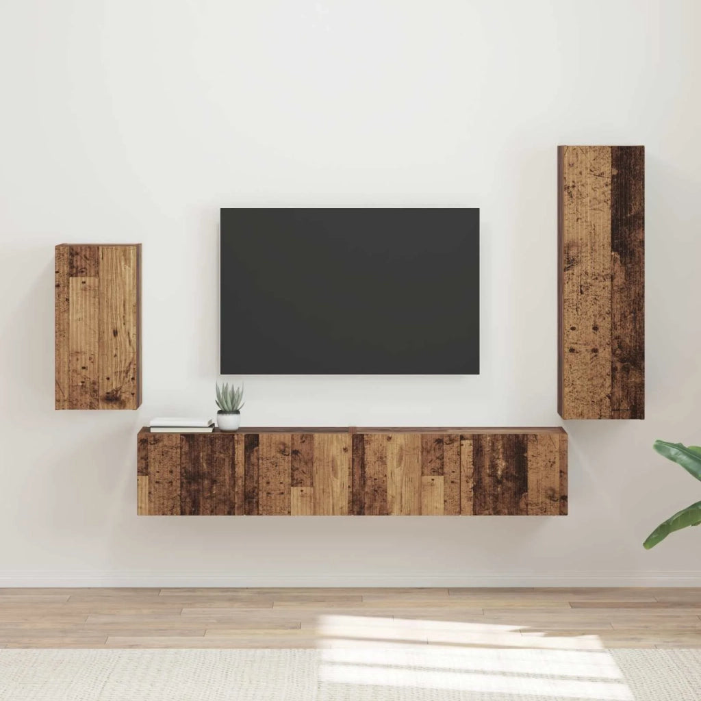 Set mobile TV 4 pcs Legno vecchio Legno multistrato