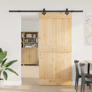 Porta scorrevole NARVIK Naturale e Nero 95 x 210 cm (213,5 cm) 3445285