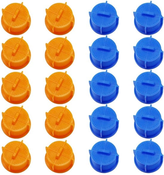 Filtro acqua per lavatrice 20 pezzi - Valvola di ingresso acqua - Doppio colore - Plastica - Arancione/Azzurro - Resistente allo shock - Filtro di ingresso