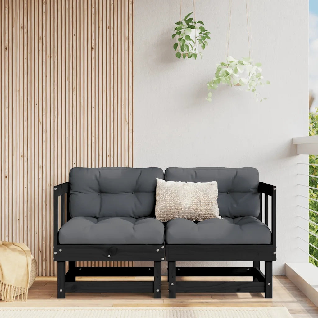 Divani Angolari con Cuscini 2 pz Legno Massello di Pino Nerocod mxl 121116