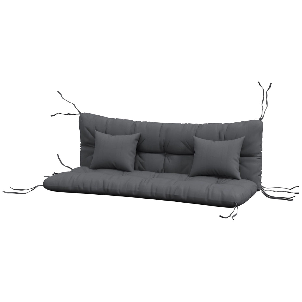 Set 4 Cuscini da Giardino per Schienale e Seduta con Imbottitura in Poliestere Grigio Carbone