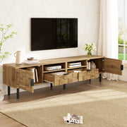 Mobile porta TV con 2 ante, 2 cassetti e 2 vani aperti, per soggiorno, in truciolare, naturale e nero 160 × 35 × 42,5 cm