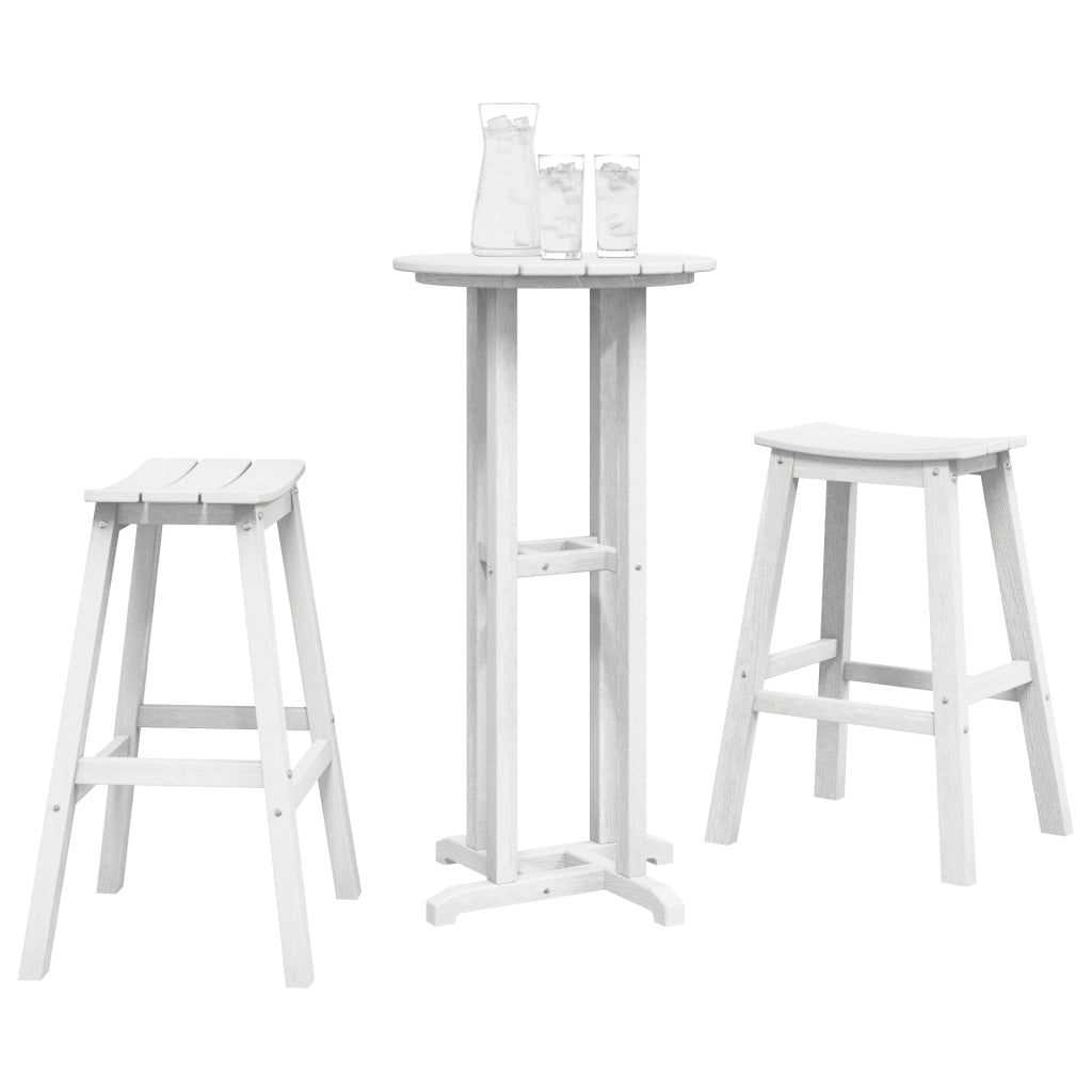 Set Bar da Giardino  3 Pezzi Bianco HDPE