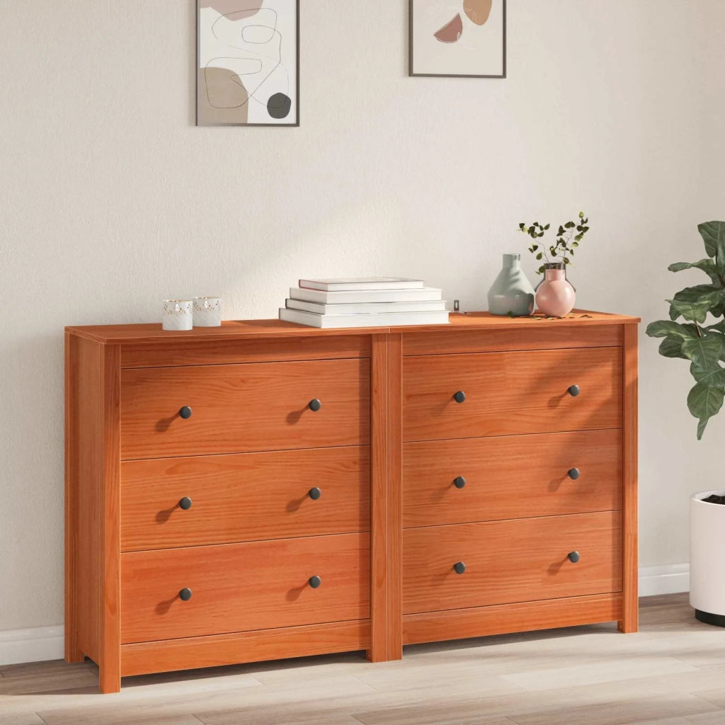 Credenza con cassetto 2 pcs Marrone Cera 140 x 35 x 80 cm 3424975