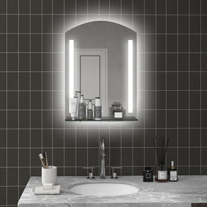 Specchio Bagno a Parete Luce LED a 3 Colori Mensola in Vetro 50x12x70 cm