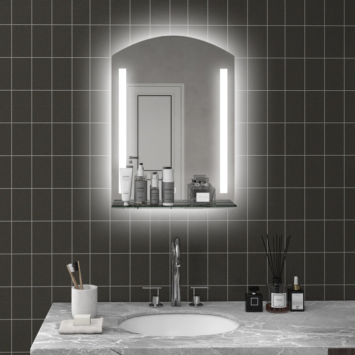 Specchio Bagno a Parete Luce LED a 3 Colori Mensola in Vetro 50x12x70 cm