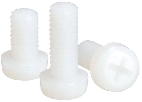 Viti in nylon - Testa rotonda - Resistenti allo strappo e corrosione - Bianche - M3x5mm - 100 pezzi - Adatti per macchine