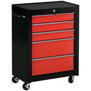 Carrello per attrezzi 5 cassetti ¨C zephmum ¨C 61.5x33x82.5 cm rosso