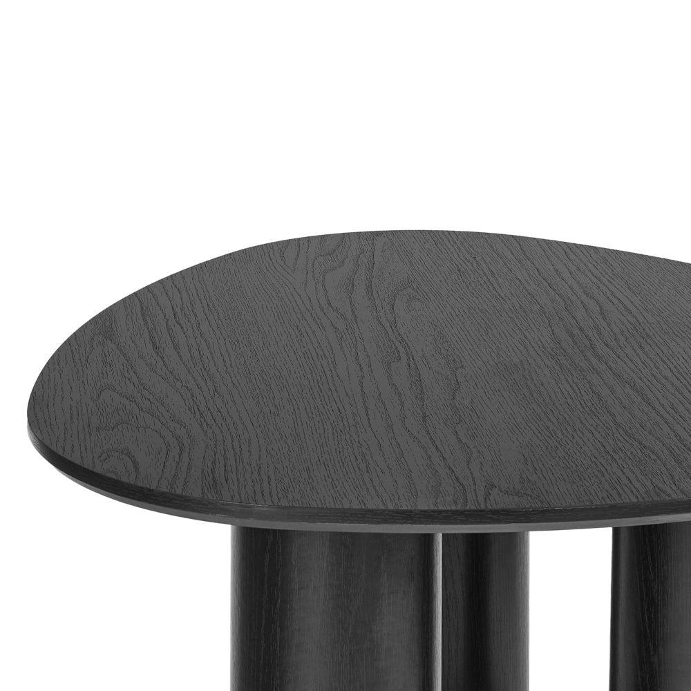 Tavolino da caffè in legno ingegnerizzato nero Triangolo retrò Soggiorno carta stagnola simil-legno