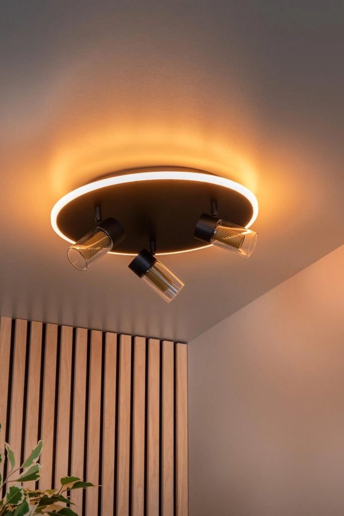 Faretto soffitto LED 3 luci nero Lucide EVERINA