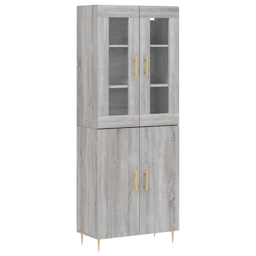 Buffet credenza cassettiera armadio mobile contenitore organizer cucina soggiorno salotto rovere Sonoma alto 69,5 x 34 x 180 cm legno ingegnerizzato grigio 02_0035612