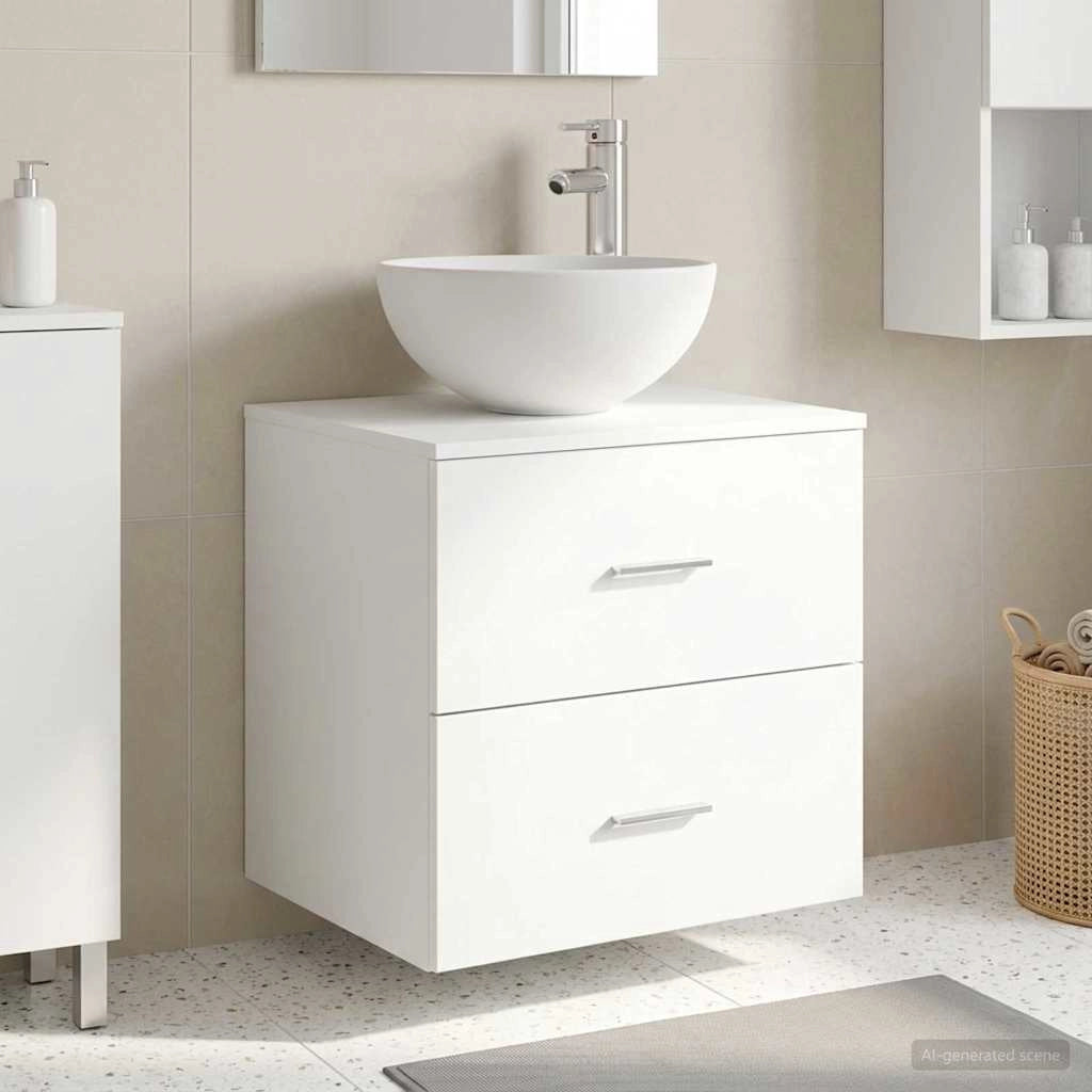 Mobiletto con Lavabo a Parete Bianco 49,5 x 35 x 63 cm 890254