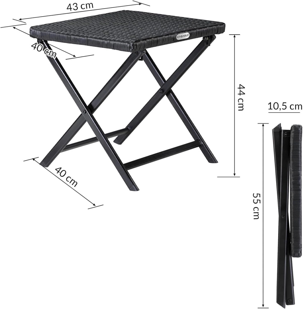 ® Set di 2 Sgabelli Pieghevoli in Polyrattan Max Carico 75 kg 44x40x44cm Giardino Terrazza Balcone Campeggio