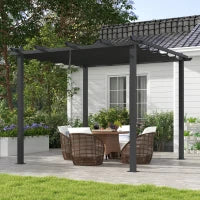 Pergola Gazebo 3x3 m con 8 Fori di Drenaggio, in Alluminio, Metallo e Poliestere, Grigio Scuro