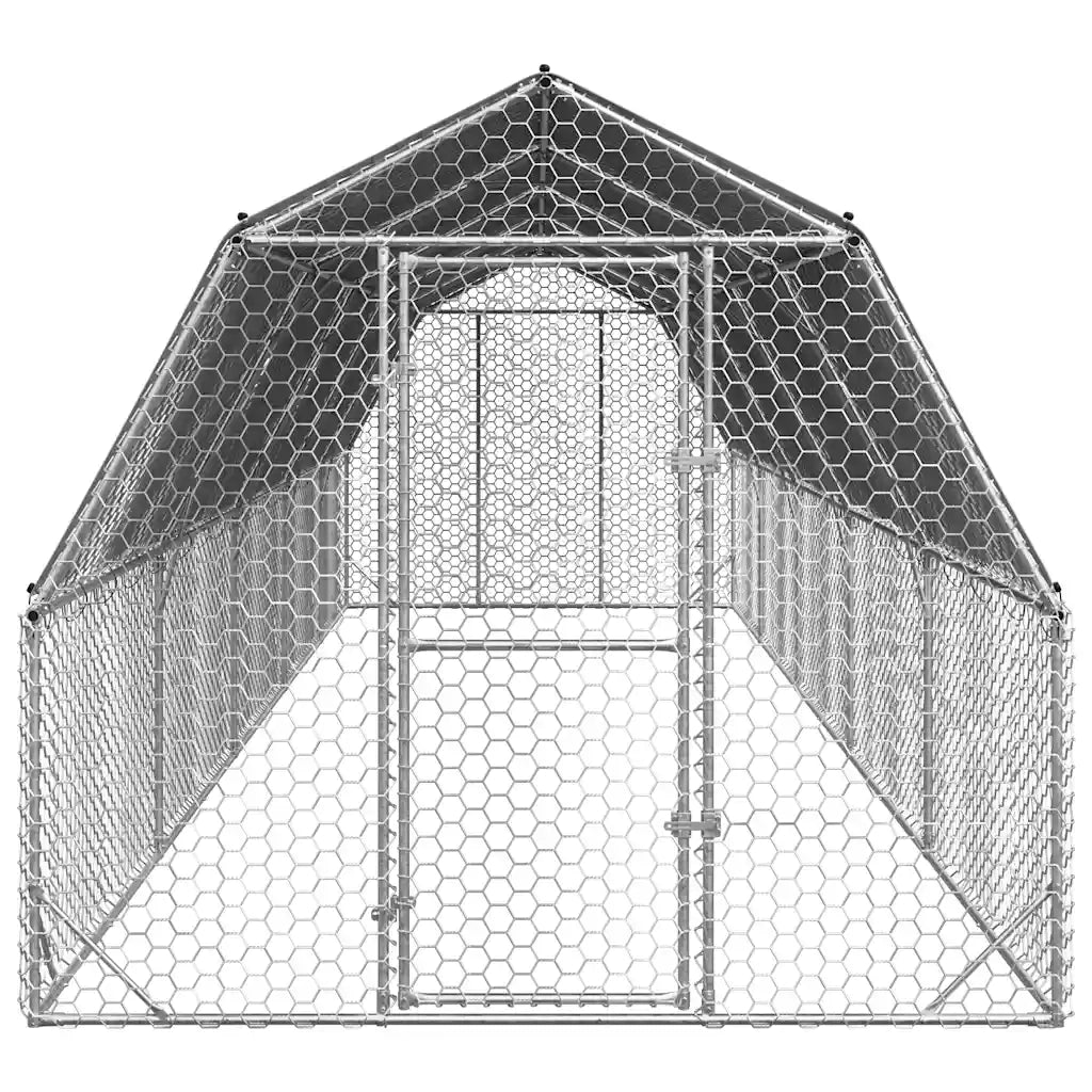 Recinto per Polli con Tetto 2,5x10x2,25 m in Acciaio Zincato 3328524