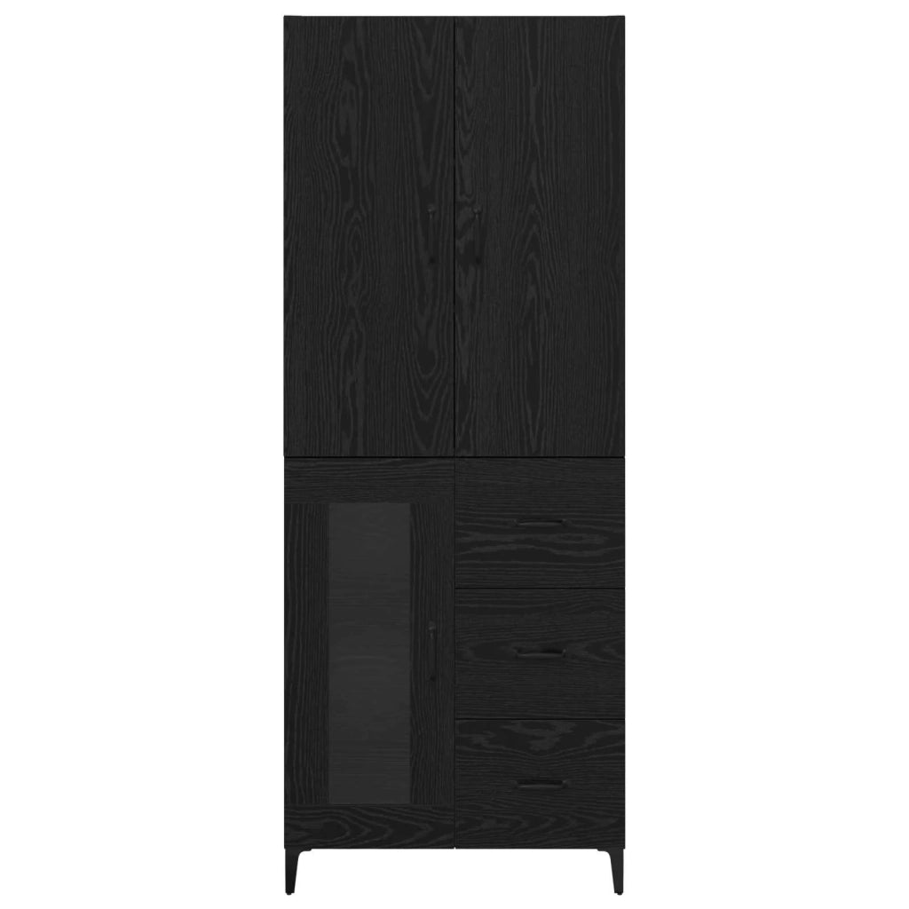 Credenza | Madia | Buffet da pranzo | Armadio da pranzo Rovere Nero 69,5 x 34 x 180 cm Legno multistrato