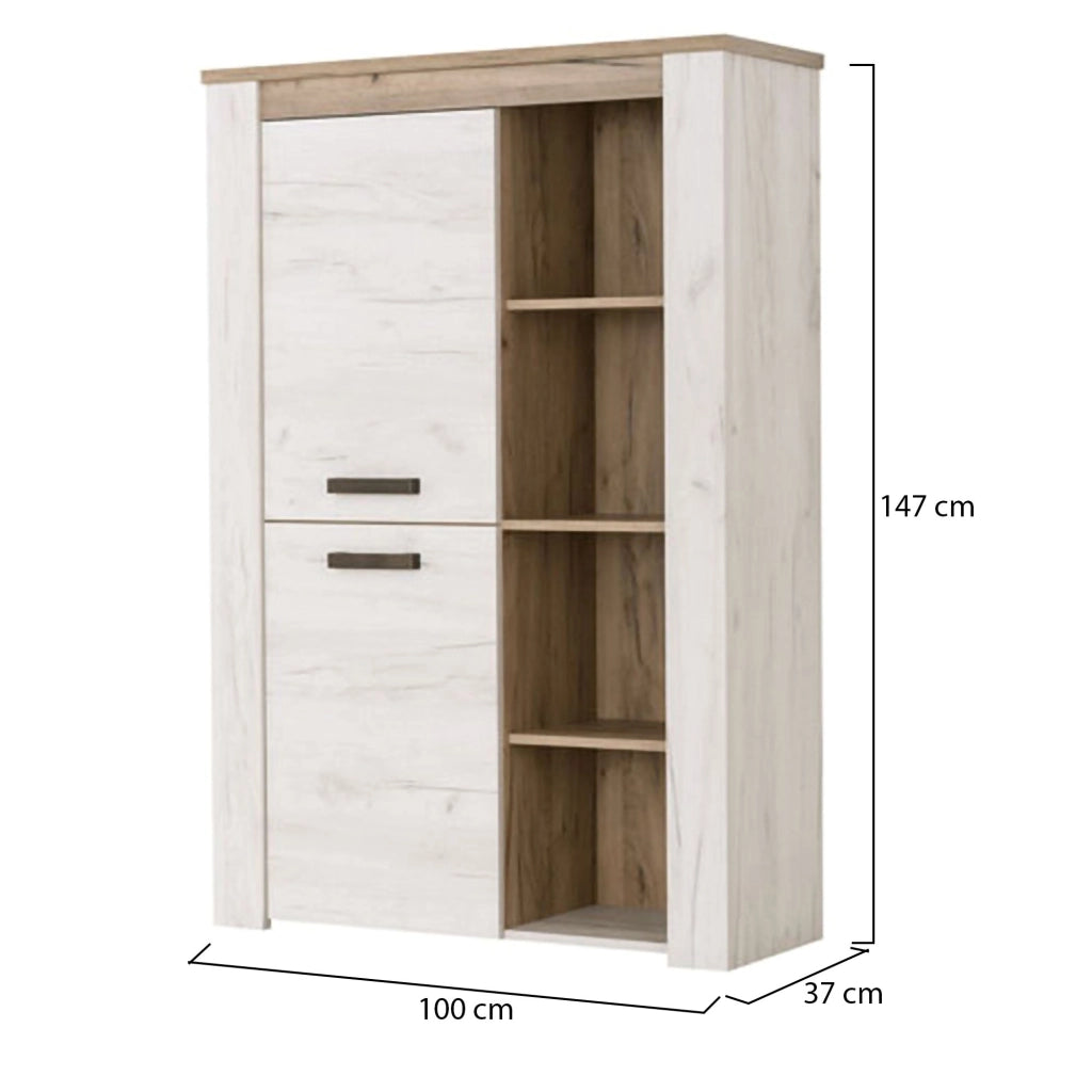 Mobile Espositore Sagama, Vetrina 6 Ripiani, 99.5x36.5x146.5h cm Bianco Larice