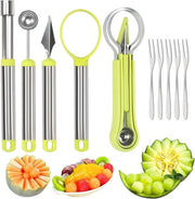 Set di 5 pezzi di utensili per frutta 4 in 1 set di cucchiaio coltello in acciaio inossidabile utensili per frutta set multifunzionale con corer di melone e set di coltello per frutta per insalata di frutta