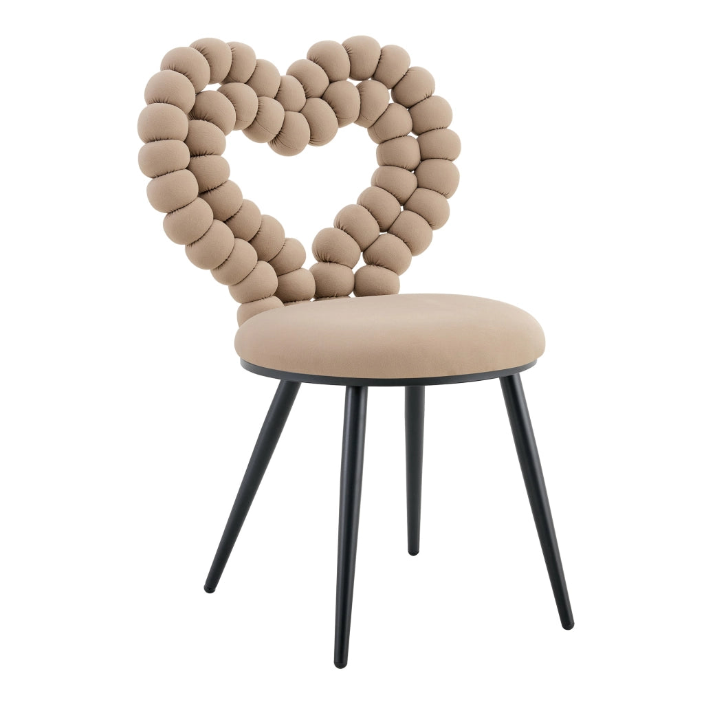 Sedia da pranzo set da 2 con schienale sagomato a cuore; gambe in metallo; vellut