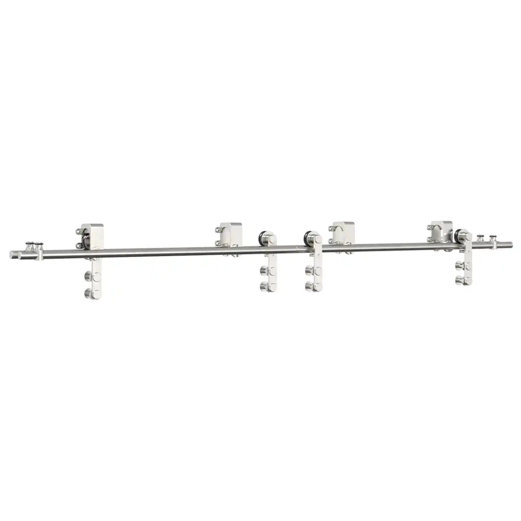 Kit Binari Porta Scorrevole 200 cm Acciaio Inossidabile Argento 3295762