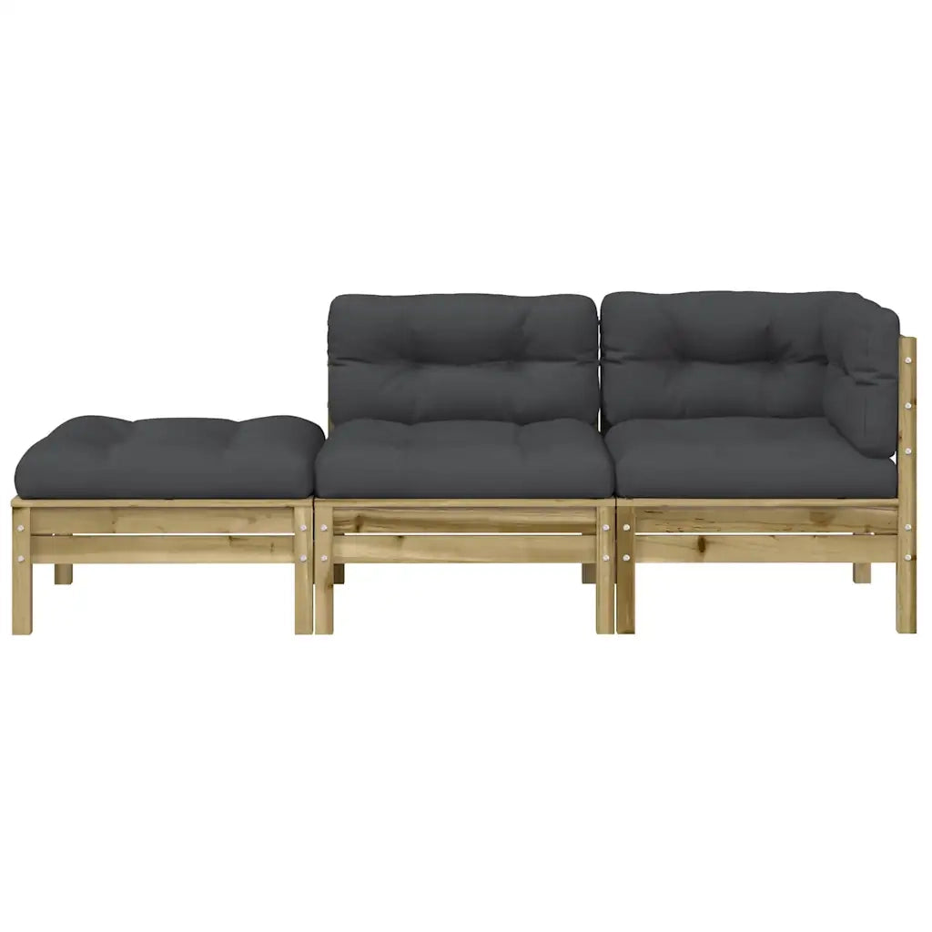 Divano da Giardino con Cuscini e Poggiapiedi 3 Posti-Sofa da giardino