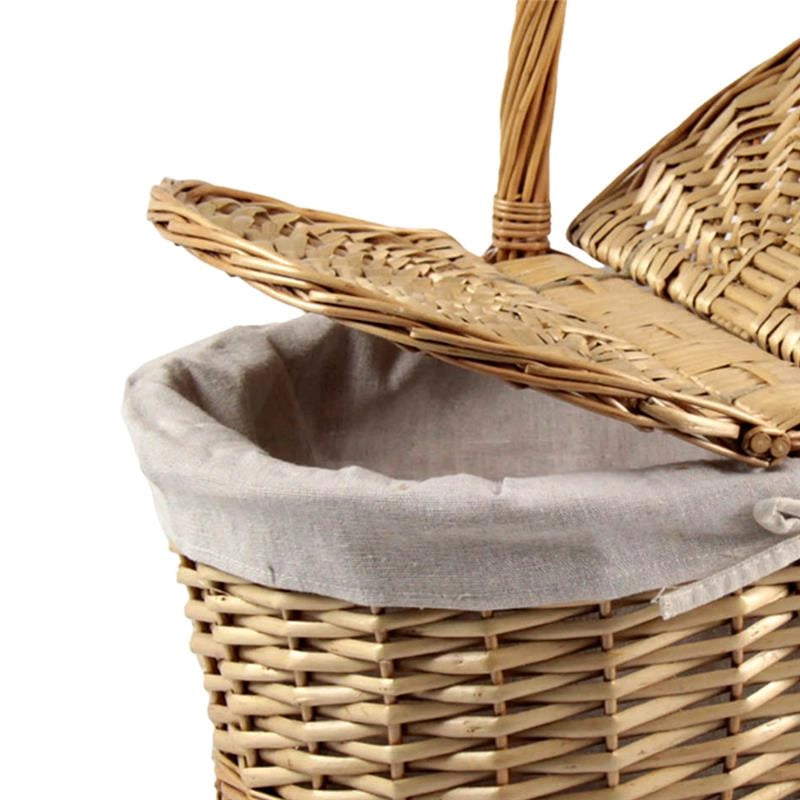 CESTINO DA PICNIC OVALE IN VIMINI CON FODERA INTERNA E MANICO DIMENSIONI 44X30X19/40H CM