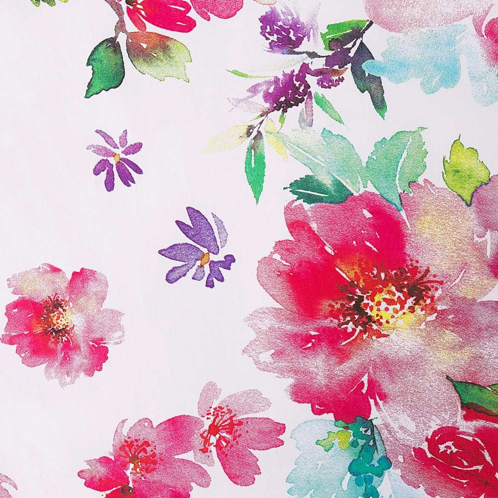 Set Copripiumino e Federa Bianco e Rosa 155 x 220 cm Cotone Stampa Floreale Camera da Letto Moderna