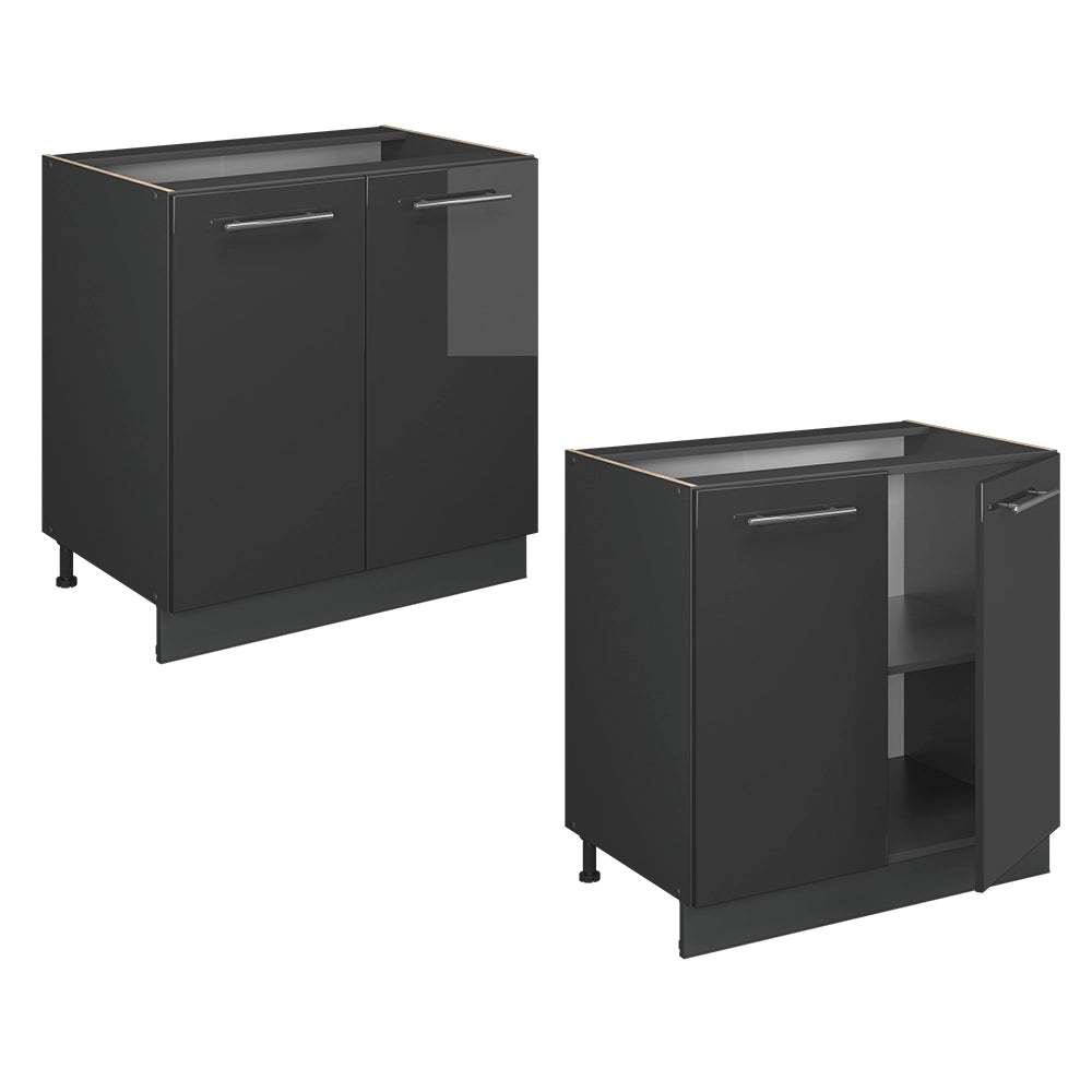 Vicco Mobile lavello cucina Antracite lucido 80 cm con ripiano, PL Marmo