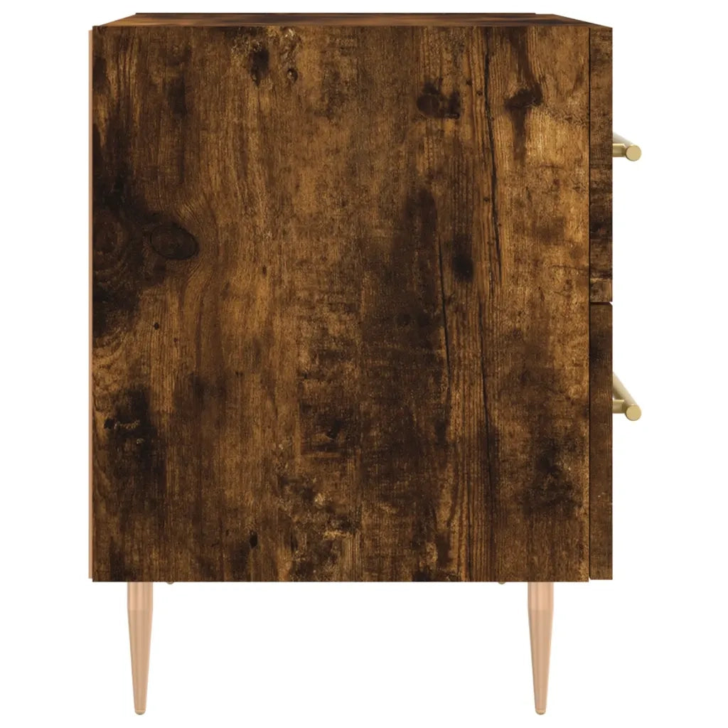 Set di 2 Comodini | Armadio da Notte | Mobiletto da notte Rovere Fumo 40x35x47,5 cm in Legno Multistrato