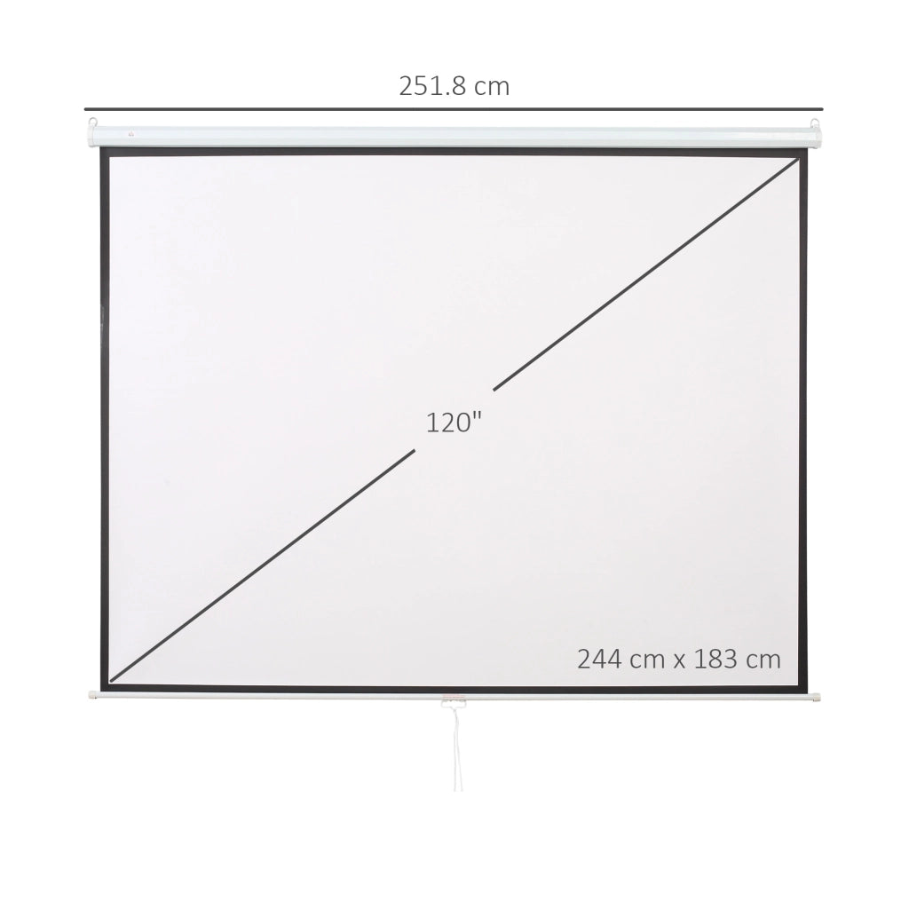 EasyComfort Telo per Proiettore da 120" Formato 16:9/4:3 ad Altezza Regolabile, 251.8x8.6x7 cm, Bianco e Nero