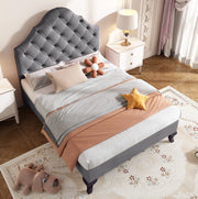 Letto imbottito 90 x 200 cm in velluto grigio con rete a doghe