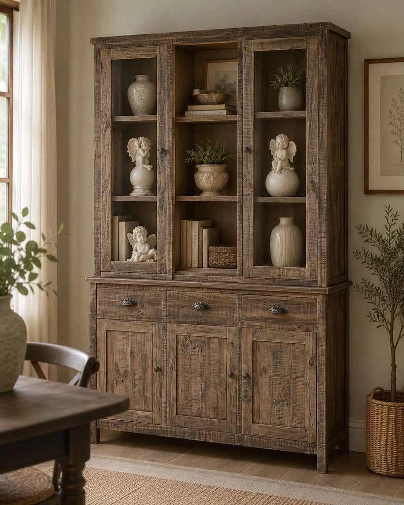 Vetrina in legno marrone 140x40x205h cm