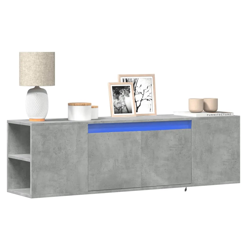 Mobile TV a Parete con Luci LED Grigio Cemento 135x31x39,5 cm 852386