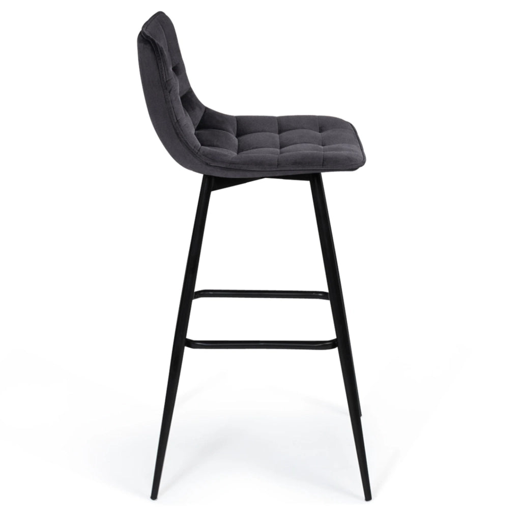 IDMarket - Set di 4 sgabelli da bar in velluto blu, grigio chiaro, grigio scuro, giallo MADY