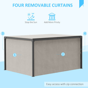 Pergola da Giardino 3x3m con Tende in Alluminio e Acciaio Beige