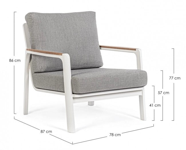 Set 2 Poltrone 78x87x86h cm con Cuscini Jalisco Bianco