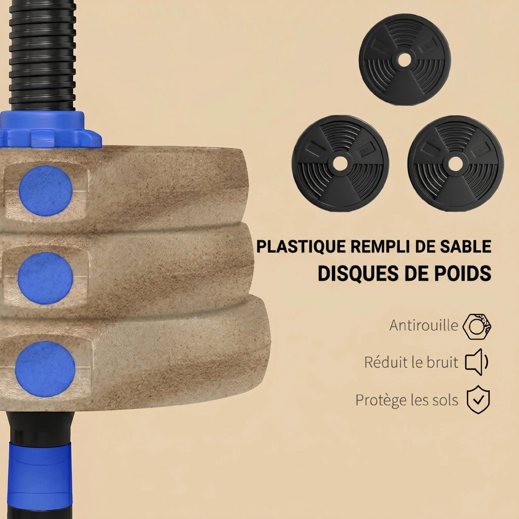 Kit Pesi Regolabili da 25 kg con Barra di Estensione ¨C zephmum ¨C Blu