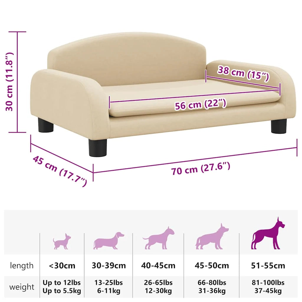 Cuccia per cani a forma di cesto comoda 70 x 45 x 30 cm tessuto color crema 02_0042845