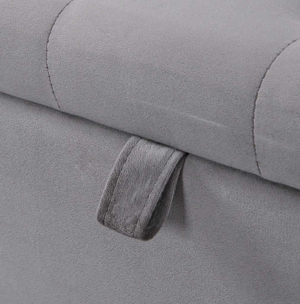 Ottomana contenitore in velluto grigio 138x41x42 cm