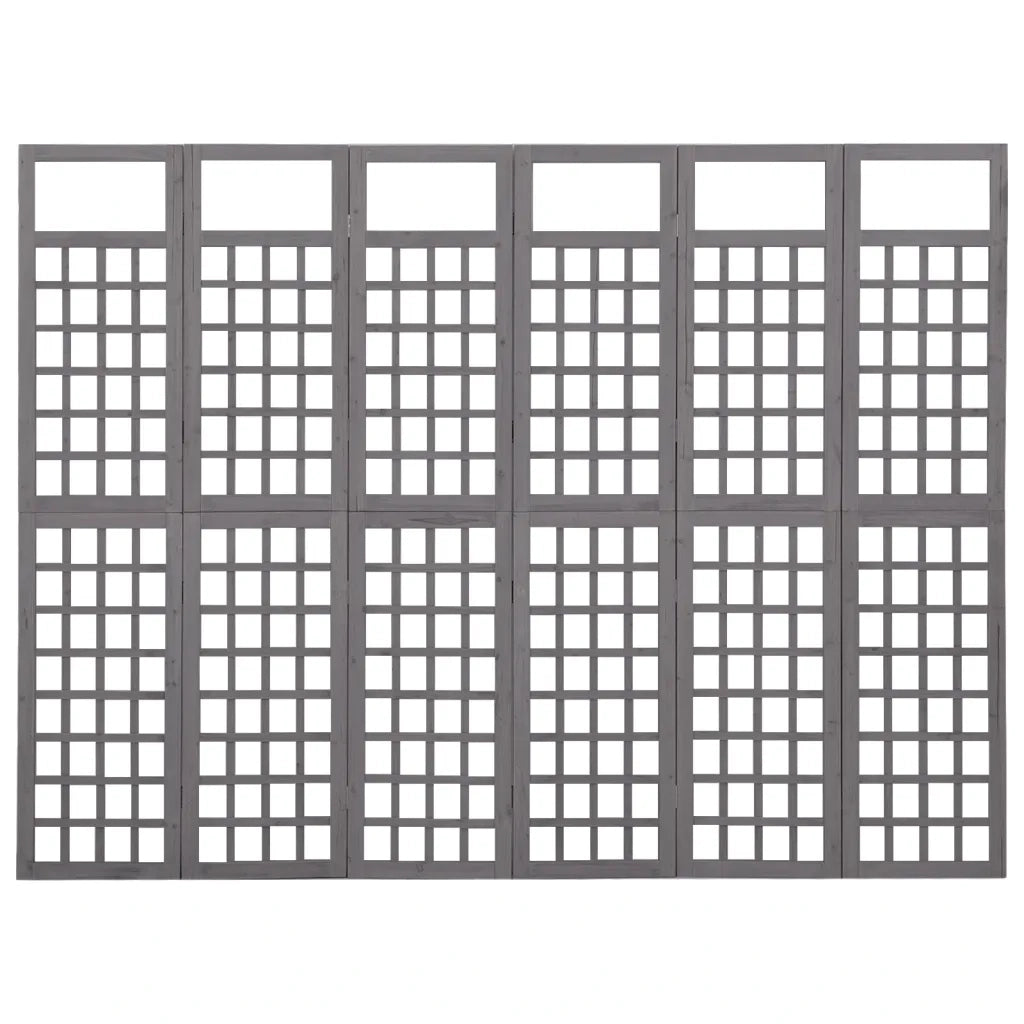 Divisorio Ambienti | Divider per stanze | Paravento a 6 Pannelli in Legno di Abete Grigio 242,5x180 cm